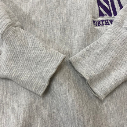 【現状渡し品】【メンズ】 Champion チャンピオン 90's REVERSE WEAVE COLLEGE LOGO SWEAT 90年代 リバースウィーブ カレッジロゴ NU刺繍 スウェット 長袖 トップス トレーナー 目無し 刺繍タグ 145-260331-yo-10-tei サイズ：L カラー：グレー 万代Net店