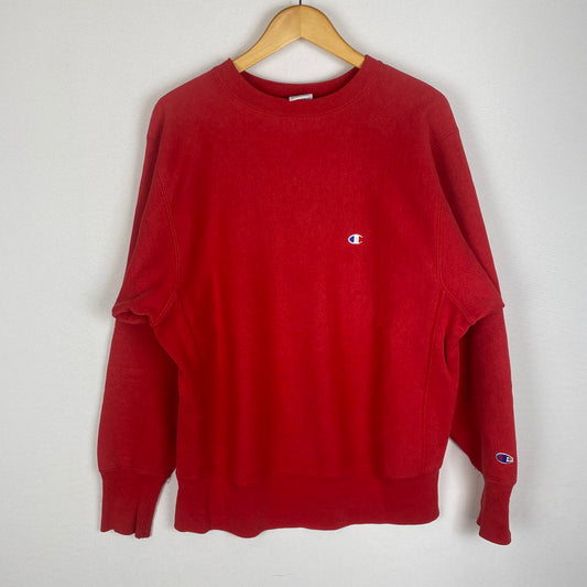 【現状渡し品】【メンズ】 Champion チャンピオン 90's REVERSE WEAVE 90年代 リバースウィーブスウェット 長袖 トップス トレーナー 刺繍タグ 目あり USA製 145-260331-yo-12-tei サイズ：L カラー：レッド 万代Net店