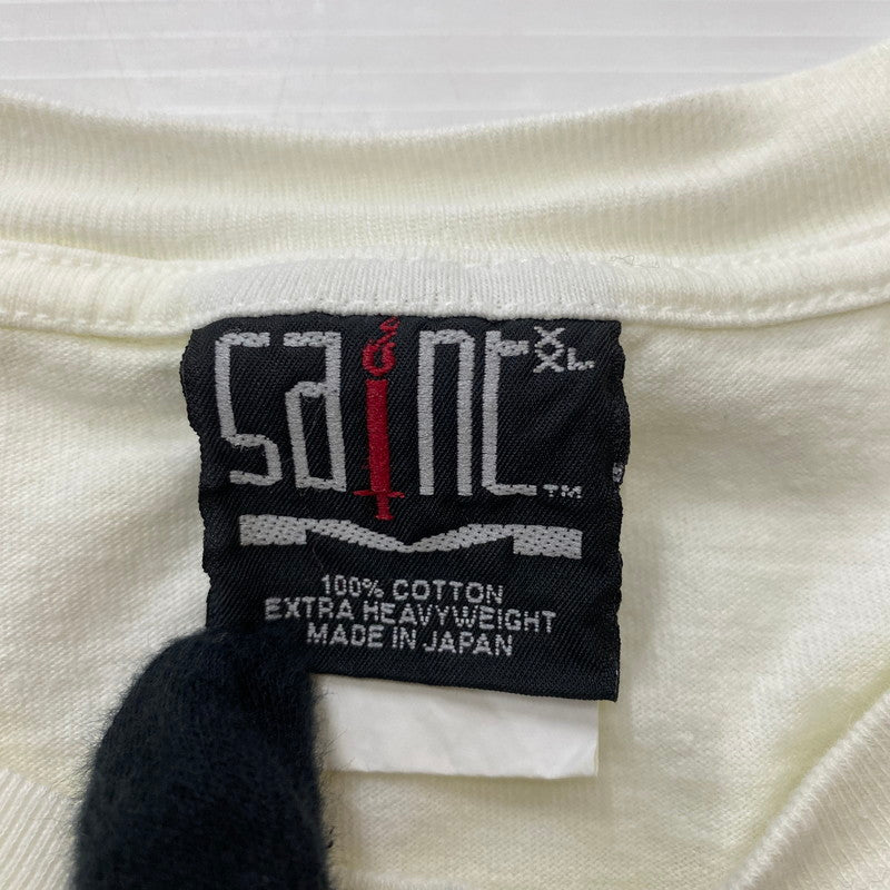【ジャンク品】【メンズ】 SAINT Mxxxxxx SAINT MICHAEL セントマイケル 24SS RIBON SAINT TEE SM-YS8-0000-012 リボン セント Tシャツ 半袖 トップス 140-260401-ks-09-tei サイズ：XXL/※全体的に変色あり カラー：ホワイト/ブルー 万代Net店