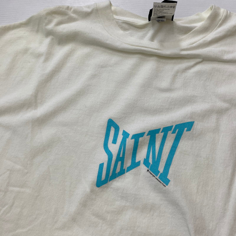 【ジャンク品】【メンズ】 SAINT Mxxxxxx SAINT MICHAEL セントマイケル 24SS RIBON SAINT TEE SM-YS8-0000-012 リボン セント Tシャツ 半袖 トップス 140-260401-ks-09-tei サイズ：XXL/※全体的に変色あり カラー：ホワイト/ブルー 万代Net店