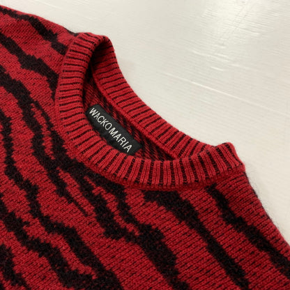 【中古品】【メンズ】 TIGER MOHAIR JAQUARD KNIT SWEATER 25FW-WMK-KN05 タイガー モヘア ジャカード ニット セーター トップス 140-260331-ko-11-fuzh サイズ：L カラー：レッド 万代Net店