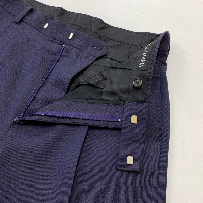 【中古品】【メンズ】 DORMEUIL PLEATED TROUSERS ドーメル プリーツ トラウザー ボトムス スラックスパンツ 151-260331-ko-24-fuzh サイズ：M カラー：ネイビー/パープル系 万代Net店