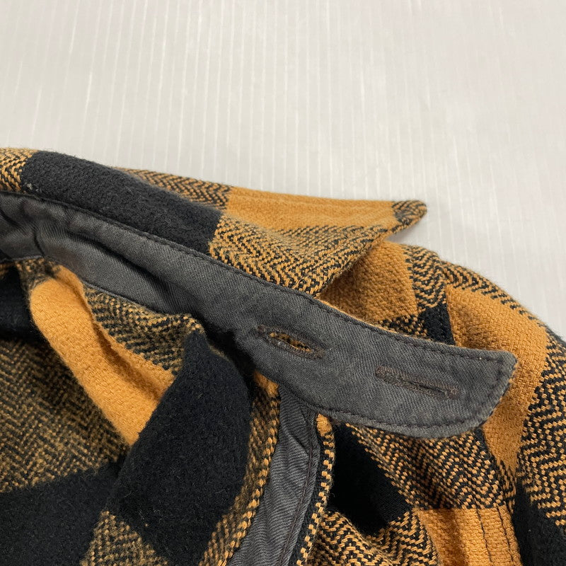【中古品】【メンズ】 THE FLAT HEAD ザフラットヘッド HERRINGBONE CHECK SHIRT ヘリンボーン チェックシャツ 長袖 トップス 145-260331-yo-03-tei サイズ：38 カラー：オレンジ(ライトブラウン) 万代Net店