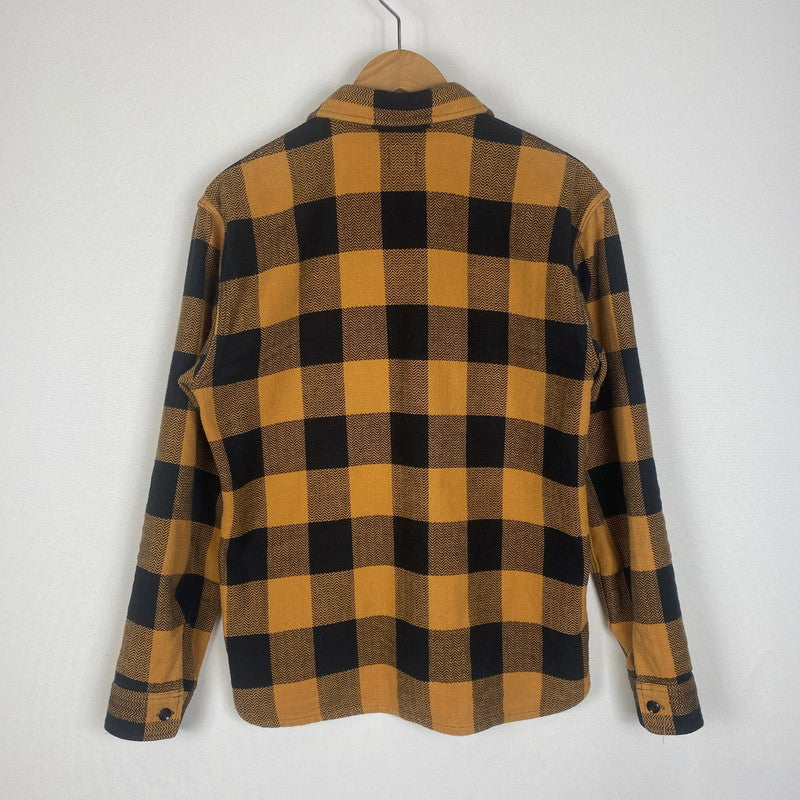 【中古品】【メンズ】 THE FLAT HEAD ザフラットヘッド HERRINGBONE CHECK SHIRT ヘリンボーン チェックシャツ 長袖 トップス 145-260331-yo-03-tei サイズ：38 カラー：オレンジ(ライトブラウン) 万代Net店
