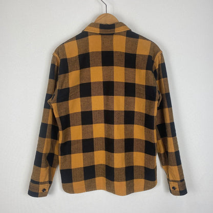 【中古品】【メンズ】 THE FLAT HEAD ザフラットヘッド HERRINGBONE CHECK SHIRT ヘリンボーン チェックシャツ 長袖 トップス 145-260331-yo-03-tei サイズ：38 カラー：オレンジ(ライトブラウン) 万代Net店