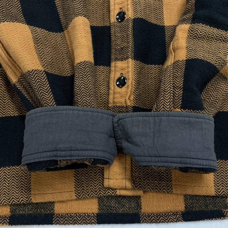 【中古品】【メンズ】 THE FLAT HEAD ザフラットヘッド HERRINGBONE CHECK SHIRT ヘリンボーン チェックシャツ 長袖 トップス 145-260331-yo-03-tei サイズ：38 カラー：オレンジ(ライトブラウン) 万代Net店