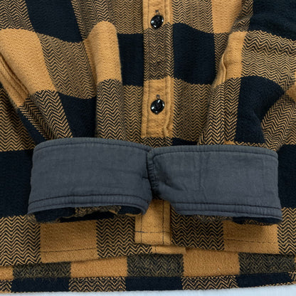 【中古品】【メンズ】 THE FLAT HEAD ザフラットヘッド HERRINGBONE CHECK SHIRT ヘリンボーン チェックシャツ 長袖 トップス 145-260331-yo-03-tei サイズ：38 カラー：オレンジ(ライトブラウン) 万代Net店