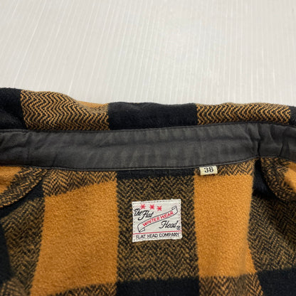 【中古品】【メンズ】 THE FLAT HEAD ザフラットヘッド HERRINGBONE CHECK SHIRT ヘリンボーン チェックシャツ 長袖 トップス 145-260331-yo-03-tei サイズ：38 カラー：オレンジ(ライトブラウン) 万代Net店