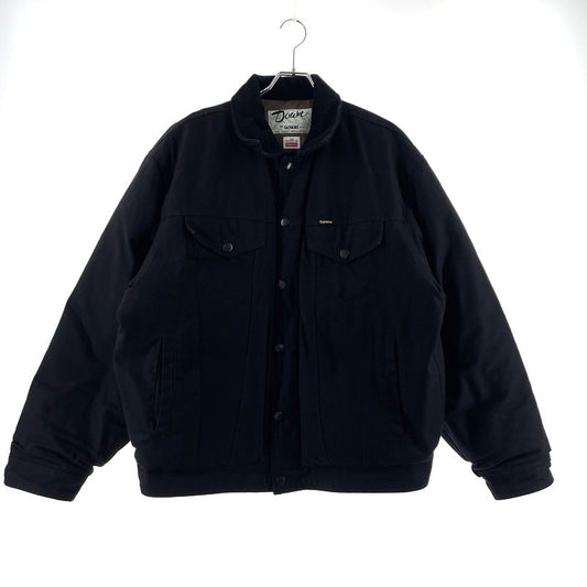 【中古品】【メンズ】 Supreme シュプリーム × SCHOTT ショット 別注 コラボ 22FW CANVAS DOWN TRUCKER JACKET キャンバス ダウン トラッカー ジャケット アウター 149-260404-yo-18-tei サイズ：L カラー：ブラック 万代Net店