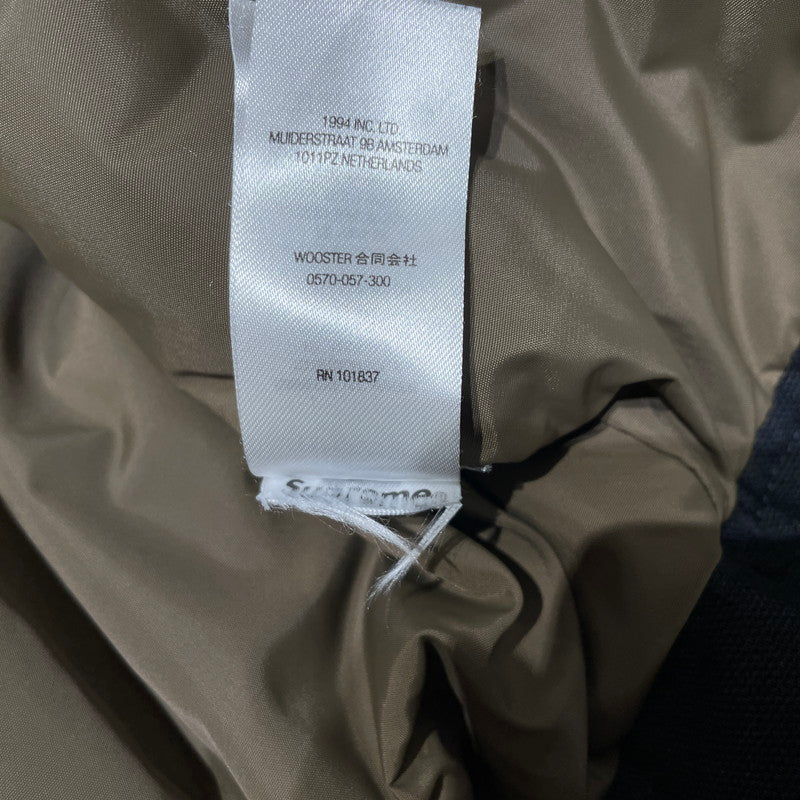 【中古品】【メンズ】 Supreme シュプリーム × SCHOTT ショット 別注 コラボ 22FW CANVAS DOWN TRUCKER JACKET キャンバス ダウン トラッカー ジャケット アウター 149-260404-yo-18-tei サイズ：L カラー：ブラック 万代Net店