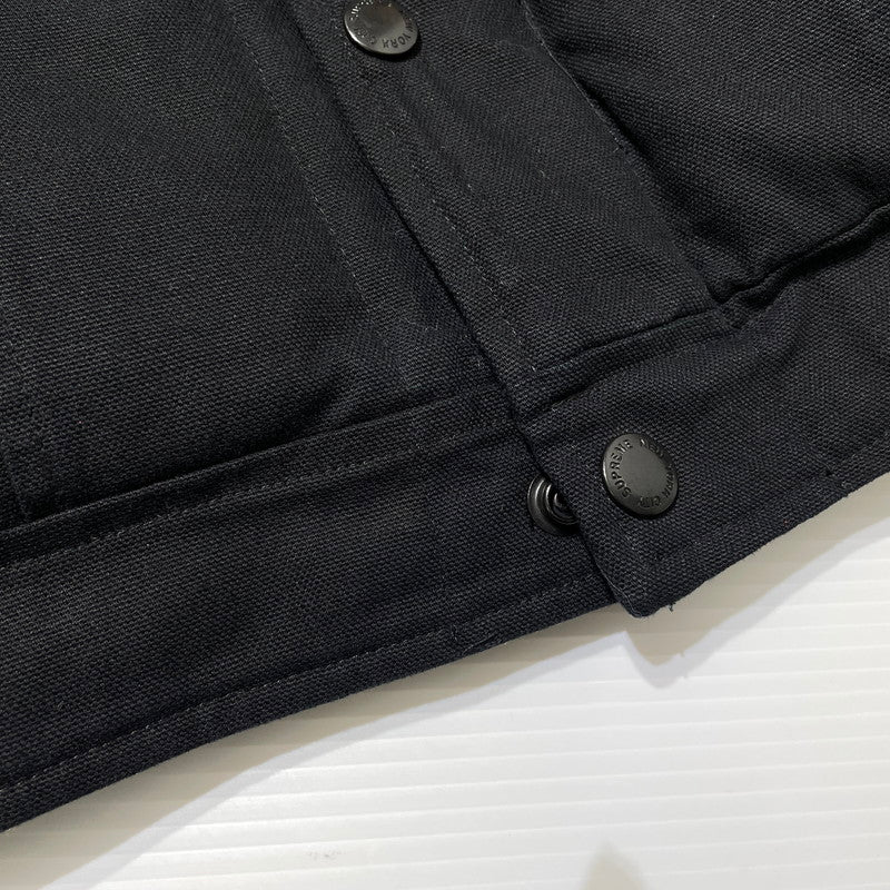 【中古品】【メンズ】 Supreme シュプリーム × SCHOTT ショット 別注 コラボ 22FW CANVAS DOWN TRUCKER JACKET キャンバス ダウン トラッカー ジャケット アウター 149-260404-yo-18-tei サイズ：L カラー：ブラック 万代Net店