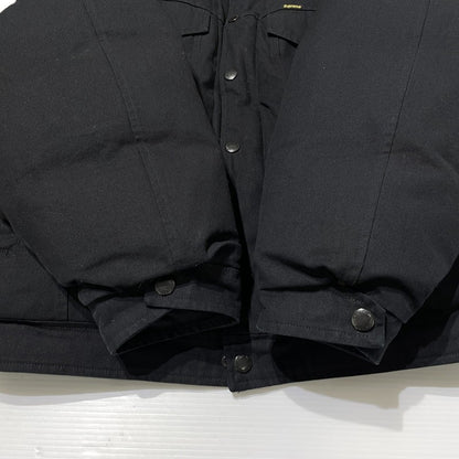 【中古品】【メンズ】 Supreme シュプリーム × SCHOTT ショット 別注 コラボ 22FW CANVAS DOWN TRUCKER JACKET キャンバス ダウン トラッカー ジャケット アウター 149-260404-yo-18-tei サイズ：L カラー：ブラック 万代Net店