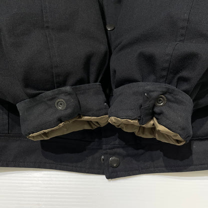 【中古品】【メンズ】 Supreme シュプリーム × SCHOTT ショット 別注 コラボ 22FW CANVAS DOWN TRUCKER JACKET キャンバス ダウン トラッカー ジャケット アウター 149-260404-yo-18-tei サイズ：L カラー：ブラック 万代Net店