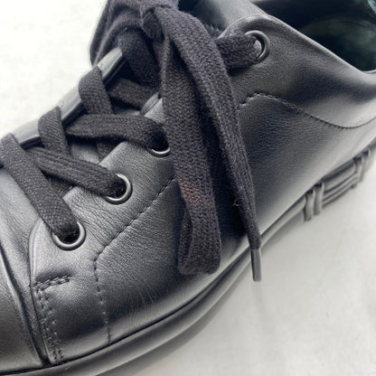 【現状渡し品】【レディース】 HERMES エルメス HAPPY H LOGO LACEUP LEATHER LOWCUT SNEAKER ハッピー Hロゴ レースアップ レザー ローカット スニーカー 靴 162-260403-ks-05-tei サイズ：36/破れ有 カラー：ブラック 万代Net店