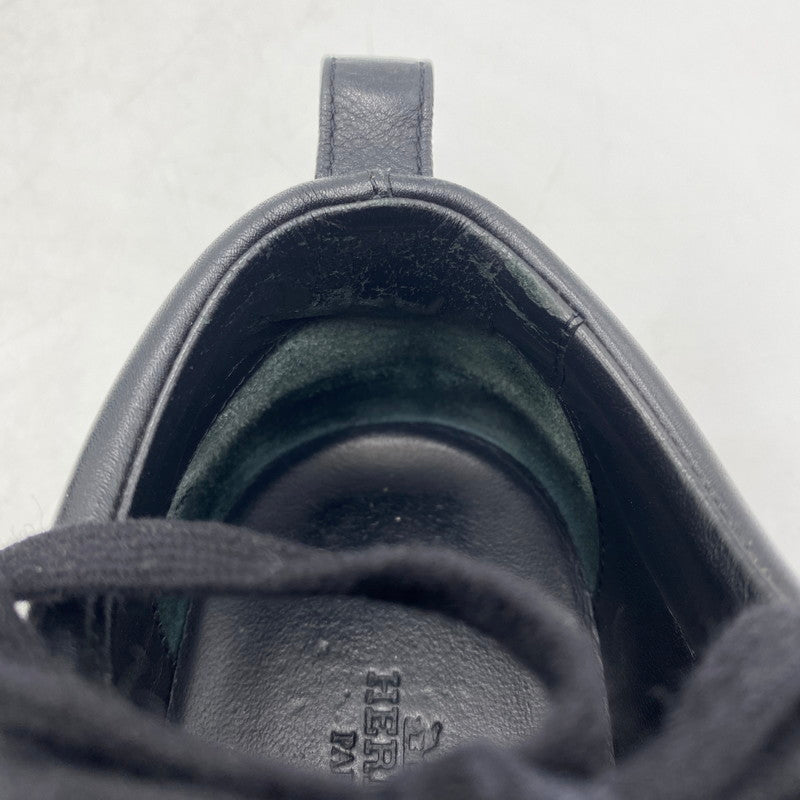 【現状渡し品】【レディース】 HERMES エルメス HAPPY H LOGO LACEUP LEATHER LOWCUT SNEAKER ハッピー Hロゴ レースアップ レザー ローカット スニーカー 靴 162-260403-ks-05-tei サイズ：36/破れ有 カラー：ブラック 万代Net店
