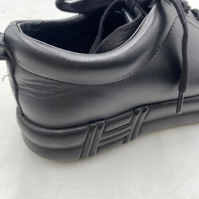 【現状渡し品】【レディース】 HERMES エルメス HAPPY H LOGO LACEUP LEATHER LOWCUT SNEAKER ハッピー Hロゴ レースアップ レザー ローカット スニーカー 靴 162-260403-ks-05-tei サイズ：36/破れ有 カラー：ブラック 万代Net店