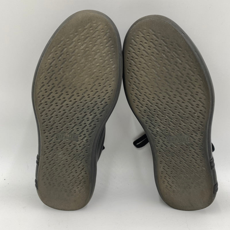 【現状渡し品】【レディース】 HERMES エルメス HAPPY H LOGO LACEUP LEATHER LOWCUT SNEAKER ハッピー Hロゴ レースアップ レザー ローカット スニーカー 靴 162-260403-ks-05-tei サイズ：36/破れ有 カラー：ブラック 万代Net店