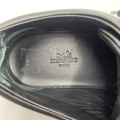 【現状渡し品】【レディース】 HERMES エルメス HAPPY H LOGO LACEUP LEATHER LOWCUT SNEAKER ハッピー Hロゴ レースアップ レザー ローカット スニーカー 靴 162-260403-ks-05-tei サイズ：36/破れ有 カラー：ブラック 万代Net店