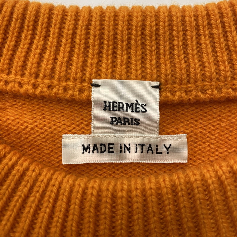 【中古品】【レディース】 HERMES エルメス FUNNY ICE CREAM S/S SWEATER 4E2626DB ファンキー アイスクリーム ショートスリーブ セーター 半袖 トップス ニット 141-260403-ks-02-tei サイズ：34 カラー：オレンジ 万代Net店