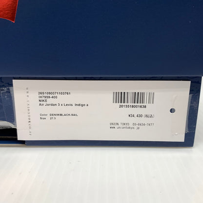 【中古品】【メンズ】 NIKE ナイキ × Levi's リーバイス 別注 コラボ AIR JORDAN 3 RETRO SP INDIGO AND GYM RED IH7959-400 エアジョーダン3 レトロ スニーカー 靴 シューズ 160-260624-ko-08-tei サイズ：27.5cm カラー：インディゴ 万代Net店
