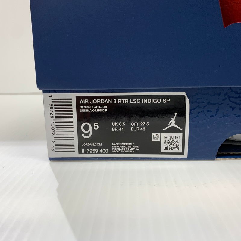 【中古品】【メンズ】 NIKE ナイキ × Levi’s リーバイス 別注 コラボ AIR JORDAN 3 RETRO SP INDIGO AND GYM RED IH7959-400 エアジョーダン3 レトロ スニーカー 靴 シューズ 160-260624-ko-12-tei サイズ：27.5cm カラー：インディゴ 万代Net店