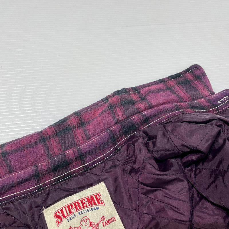 【中古品】【メンズ】 × TRUE RELIGION トゥルーレリジョン 別注 コラボ 25FW PLAID QUILTED FLANNEL SHIRT プレイド キルティング フランネル シャツ ジャケット ライトアウター 149-260404-yo-13-fuzh サイズ：XL カラー：パープル 万代Net店