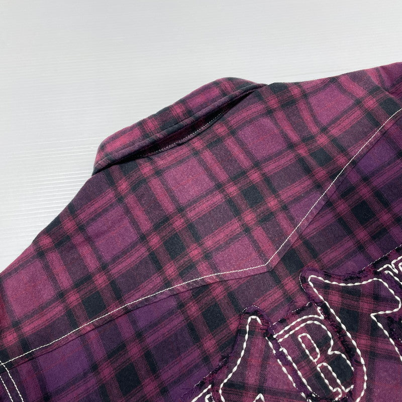 【中古品】【メンズ】 × TRUE RELIGION トゥルーレリジョン 別注 コラボ 25FW PLAID QUILTED FLANNEL SHIRT プレイド キルティング フランネル シャツ ジャケット ライトアウター 149-260404-yo-13-fuzh サイズ：XL カラー：パープル 万代Net店