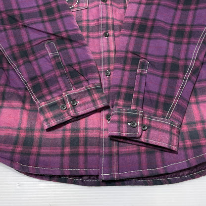 【中古品】【メンズ】 × TRUE RELIGION トゥルーレリジョン 別注 コラボ 25FW PLAID QUILTED FLANNEL SHIRT プレイド キルティング フランネル シャツ ジャケット ライトアウター 149-260404-yo-13-fuzh サイズ：XL カラー：パープル 万代Net店