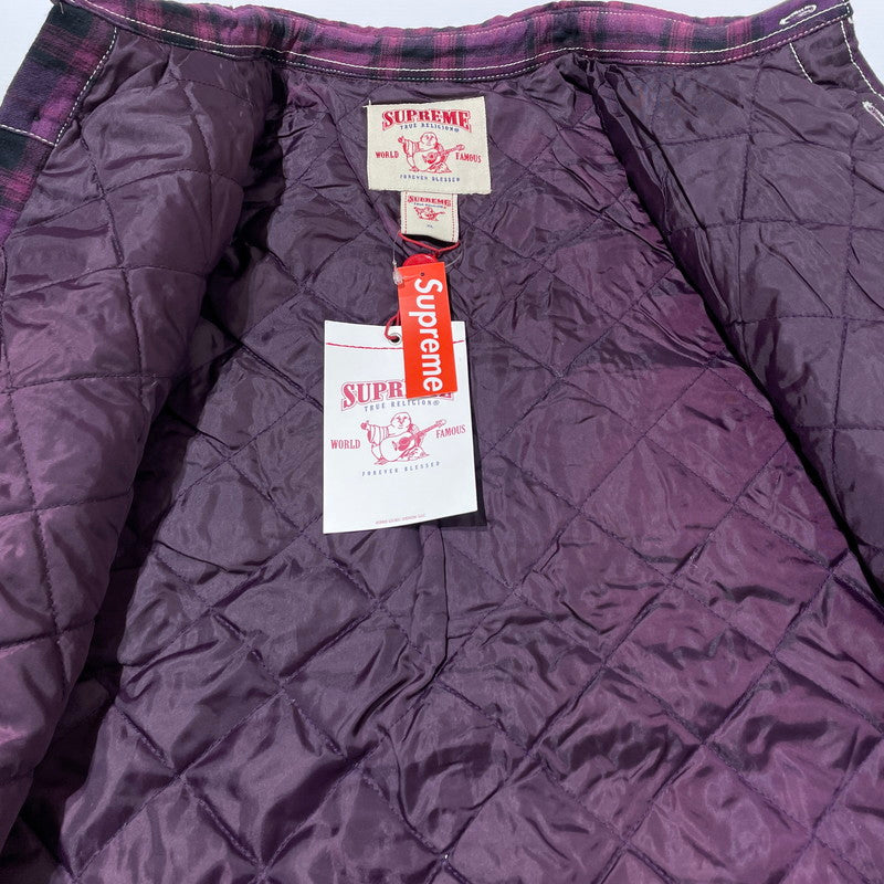 【中古品】【メンズ】 × TRUE RELIGION トゥルーレリジョン 別注 コラボ 25FW PLAID QUILTED FLANNEL SHIRT プレイド キルティング フランネル シャツ ジャケット ライトアウター 149-260404-yo-13-fuzh サイズ：XL カラー：パープル 万代Net店