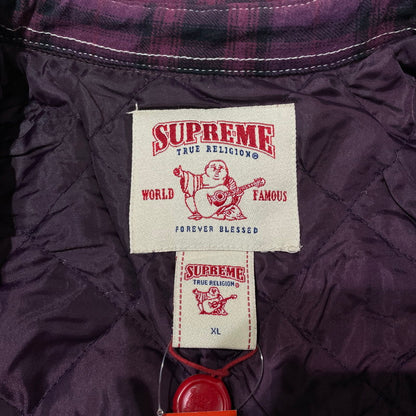 【中古品】【メンズ】 × TRUE RELIGION トゥルーレリジョン 別注 コラボ 25FW PLAID QUILTED FLANNEL SHIRT プレイド キルティング フランネル シャツ ジャケット ライトアウター 149-260404-yo-13-fuzh サイズ：XL カラー：パープル 万代Net店