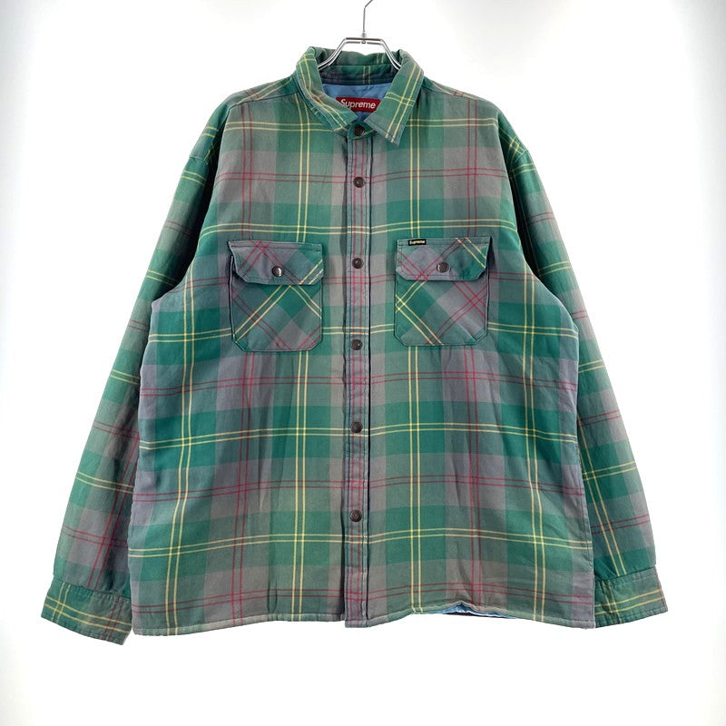 【中古品】【メンズ】 Supreme シュプリーム 26SS QUILTED LINED FLANNEL SNAP SHIRT キルティング ラインド フランネル スナップ シャツ ジャケット ライトアウター 149-260404-yo-14-tei サイズ：XL カラー：グリーン 万代Net店
