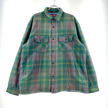 【中古品】【メンズ】 Supreme シュプリーム 26SS QUILTED LINED FLANNEL SNAP SHIRT キルティング ラインド フランネル スナップ シャツ ジャケット ライトアウター 149-260404-yo-14-tei サイズ：XL カラー：グリーン 万代Net店