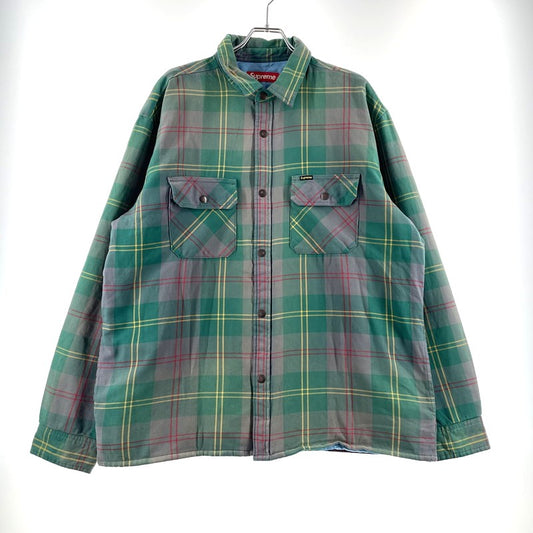 【中古品】【メンズ】 Supreme シュプリーム 26SS QUILTED LINED FLANNEL SNAP SHIRT キルティング ラインド フランネル スナップ シャツ ジャケット ライトアウター 149-260404-yo-14-tei サイズ：XL カラー：グリーン 万代Net店
