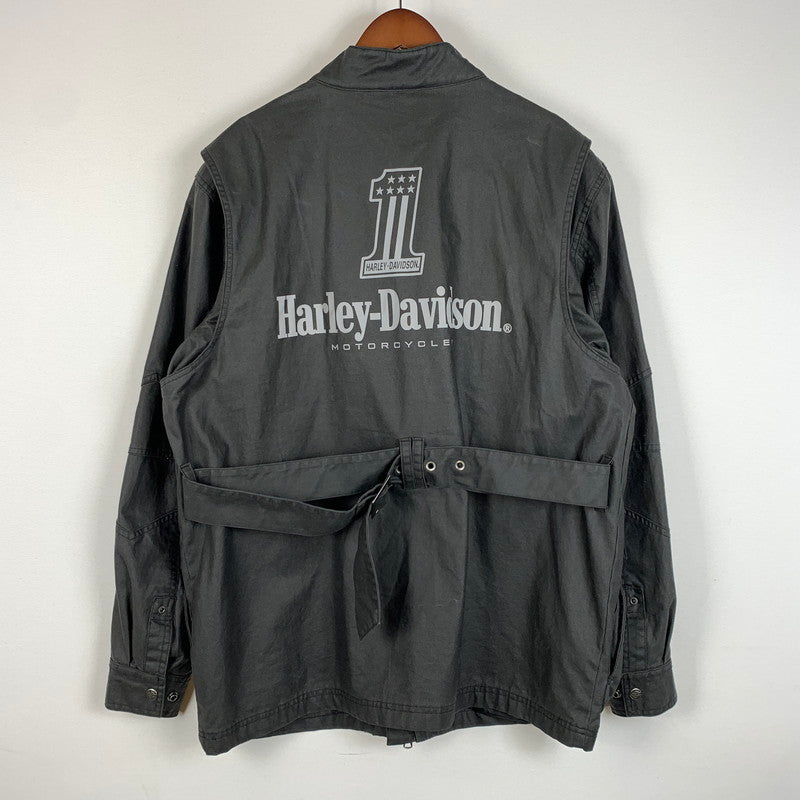 【中古品】【メンズ】 HARLEY DAVIDSON ハーレーダビッドソン NO.1 LOGO RIDING JACKET 97403-24VM ライディング ジャケット アウター ヘビーウェイト 145-260402-ko-10-tei サイズ：L カラー：ブラック 万代Net店