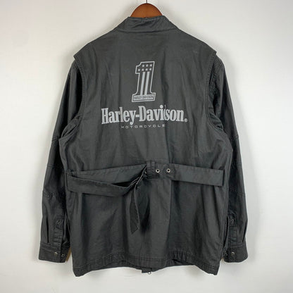 【中古品】【メンズ】 HARLEY DAVIDSON ハーレーダビッドソン NO.1 LOGO RIDING JACKET 97403-24VM ライディング ジャケット アウター ヘビーウェイト 145-260402-ko-10-tei サイズ：L カラー：ブラック 万代Net店