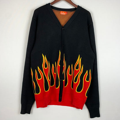 【中古品】【メンズ】 COOKMAN クックマン FLAME CARDIGAN フレイム カーディガン トップス ニット 145-260405-ko-03-tei サイズ：L カラー：ブラック 万代Net店