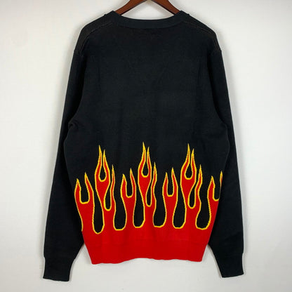 【中古品】【メンズ】 COOKMAN クックマン FLAME CARDIGAN フレイム カーディガン トップス ニット 145-260405-ko-03-tei サイズ：L カラー：ブラック 万代Net店