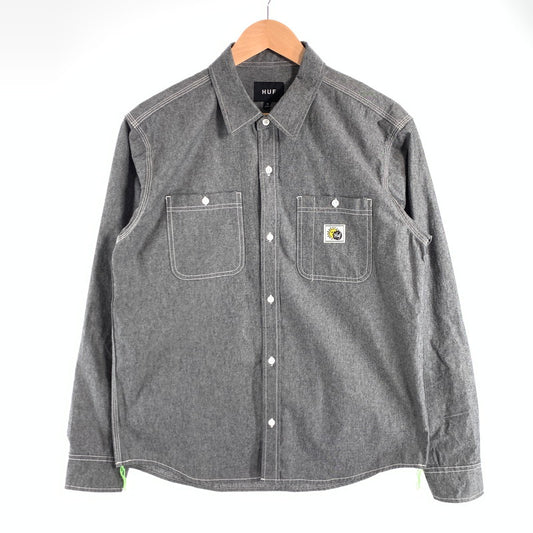 【中古品】【メンズ】 HUF WORK SHIRT ハフ ワークシャツ 長袖シャツ ブランド 古着 トップス 142-260627-gm-20-fuz サイズ：S カラー：グレー 万代Net店
