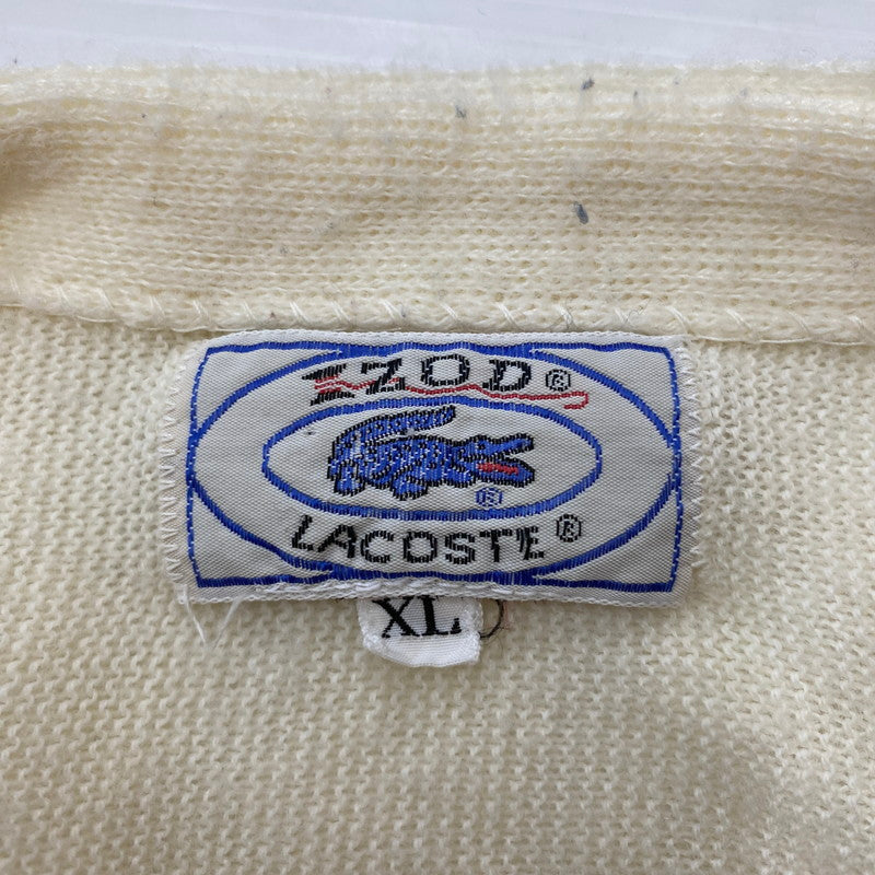 【中古品】【メンズ】 IZOD LACOSTE アイゾッドラコステ 80's L/S ACRYLIC KNIT CARDIGAN VINTAGE 80年代 ロングスリーブ アクリル ニット カーディガン 長袖 トップス ヴィンテージ 145-260413-ks-06-tei サイズ：XL カラー：アイボリー 万代Net店