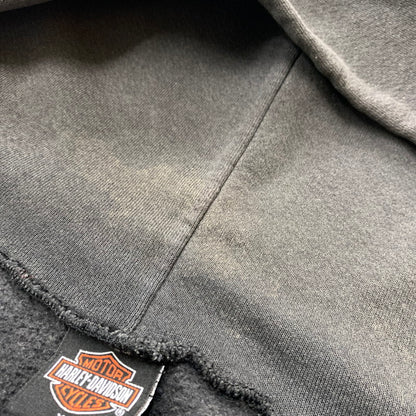 【中古品】【メンズ】 HARLEY DAVIDSON ハーレーダビッドソン 00's FLAME SLEEVE ZIP PARKA 2000年代 フレイム スリーブ ジップパーカー トップス フルジップパーカー 145-260419-ko-05-tei サイズ：XL カラー：ブラック系 万代Net店