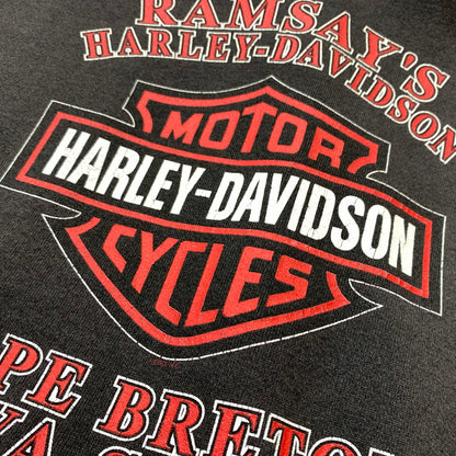 【中古品】【メンズ】 HARLEY DAVIDSON ハーレーダビッドソン 00's FLAME SLEEVE ZIP PARKA 2000年代 フレイム スリーブ ジップパーカー トップス フルジップパーカー 145-260419-ko-05-tei サイズ：XL カラー：ブラック系 万代Net店