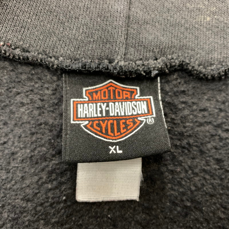 【中古品】【メンズ】 HARLEY DAVIDSON ハーレーダビッドソン 00's FLAME SLEEVE ZIP PARKA 2000年代 フレイム スリーブ ジップパーカー トップス フルジップパーカー 145-260419-ko-05-tei サイズ：XL カラー：ブラック系 万代Net店