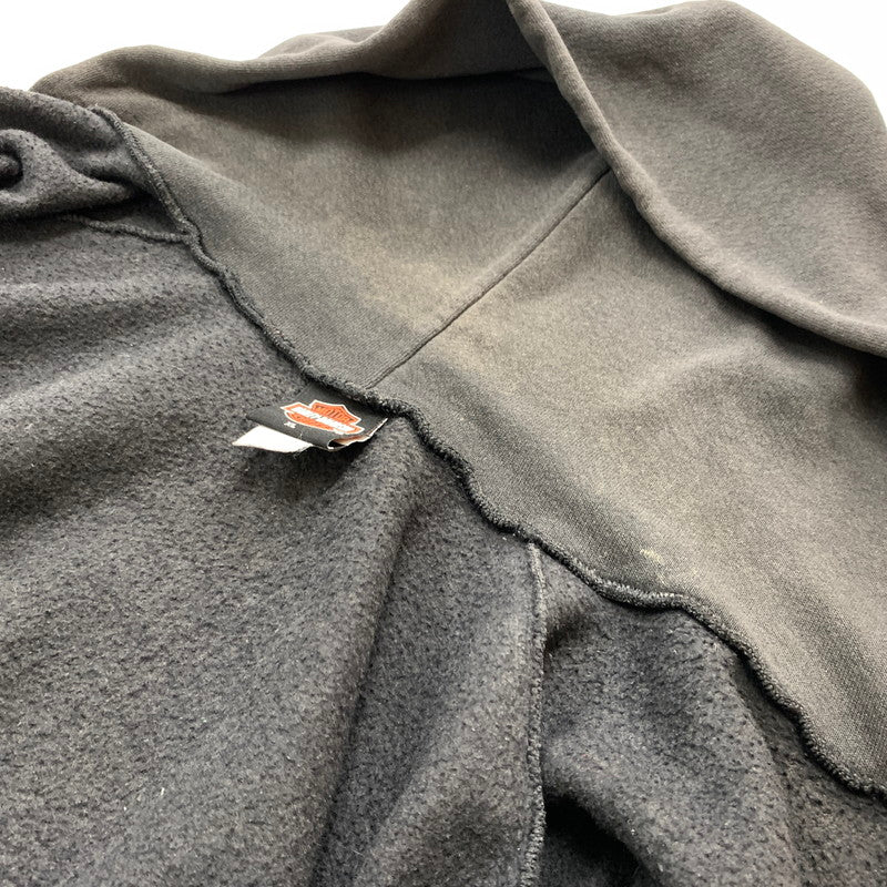 【中古品】【メンズ】 HARLEY DAVIDSON ハーレーダビッドソン 00's FLAME SLEEVE ZIP PARKA 2000年代 フレイム スリーブ ジップパーカー トップス フルジップパーカー 145-260419-ko-05-tei サイズ：XL カラー：ブラック系 万代Net店