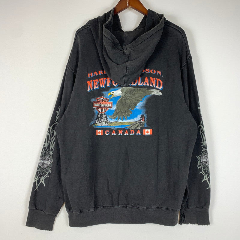 【現状渡し品】【メンズ】 HARLEY DAVIDSON ハーレーダビッドソン 00'S TRIVAL SLEEVE PULLOVER PARKA 2000年代 トライバル スリーブ プルオーバー パーカー トップス 145-260419-ko-04-tei サイズ：不明 カラー：ブラック系 万代Net店