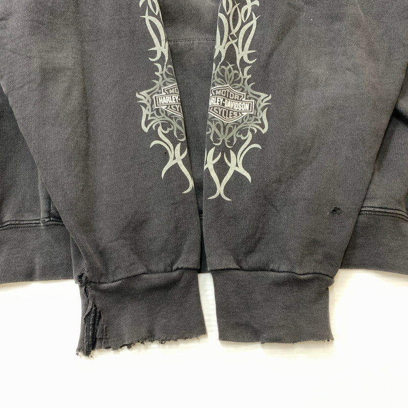 【現状渡し品】【メンズ】 HARLEY DAVIDSON ハーレーダビッドソン 00'S TRIVAL SLEEVE PULLOVER PARKA 2000年代 トライバル スリーブ プルオーバー パーカー トップス 145-260419-ko-04-tei サイズ：不明 カラー：ブラック系 万代Net店