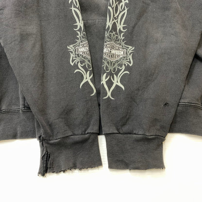 【現状渡し品】【メンズ】 HARLEY DAVIDSON ハーレーダビッドソン 00'S TRIVAL SLEEVE PULLOVER PARKA 2000年代 トライバル スリーブ プルオーバー パーカー トップス 145-260419-ko-04-tei サイズ：不明 カラー：ブラック系 万代Net店