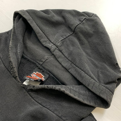 【現状渡し品】【メンズ】 HARLEY DAVIDSON ハーレーダビッドソン 00'S TRIVAL SLEEVE PULLOVER PARKA 2000年代 トライバル スリーブ プルオーバー パーカー トップス 145-260419-ko-04-tei サイズ：不明 カラー：ブラック系 万代Net店