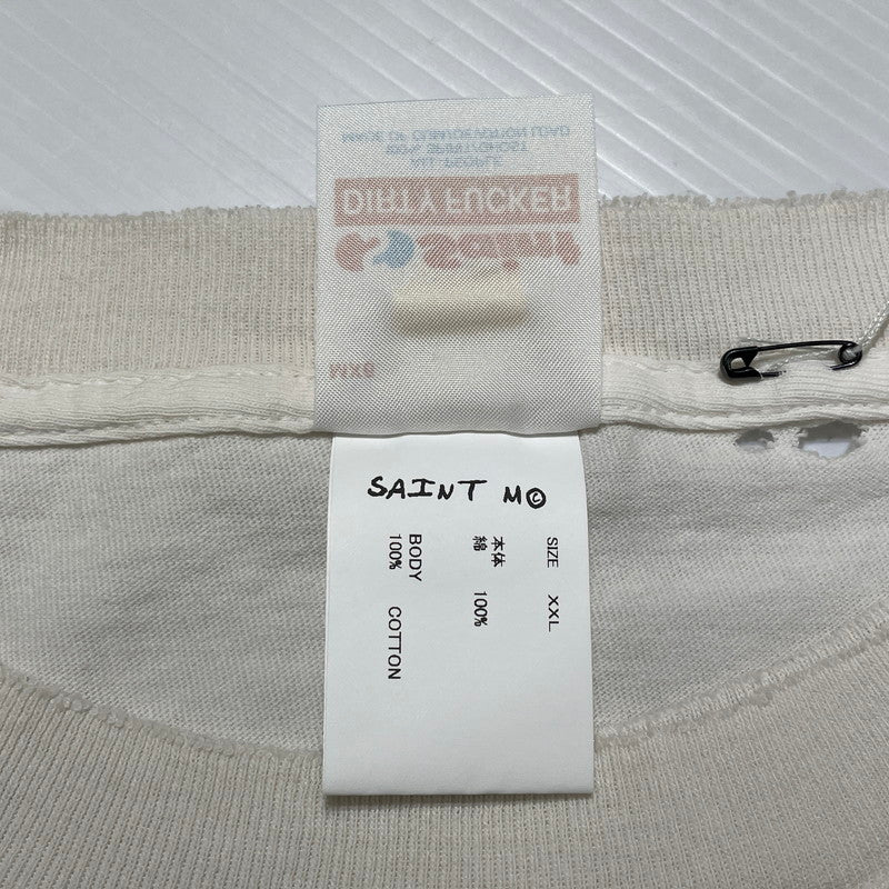 【中古美品】【メンズ】 SAINT Mxxxxxx セントマイケル LOVE_SS TEE SM-HR8-0000-024 ラブ ショートスリーブ Tシャツ 半袖 トップス 142-260408-yo-02-fuzh サイズ：XXL カラー：ホワイト 万代Net店