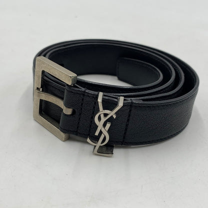 【中古品】【レディース】 SANINT LAURENT サンローラン WOMEN's CASSANDRE BELT 554465BOO0N1000 スクエアバックル モノグラム ナローベルト アクセサリー 183-260503-ko-15-tei サイズ：本体のみ カラー：ブラック 万代Net店