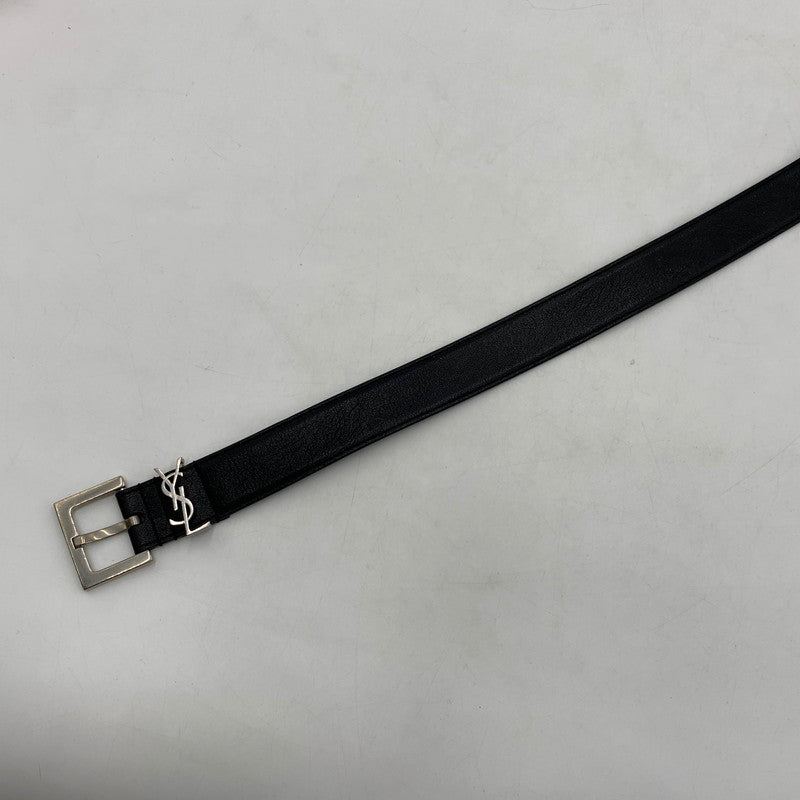 【中古品】【レディース】 SANINT LAURENT サンローラン WOMEN's CASSANDRE BELT 554465BOO0N1000 スクエアバックル モノグラム ナローベルト アクセサリー 183-260503-ko-15-tei サイズ：本体のみ カラー：ブラック 万代Net店